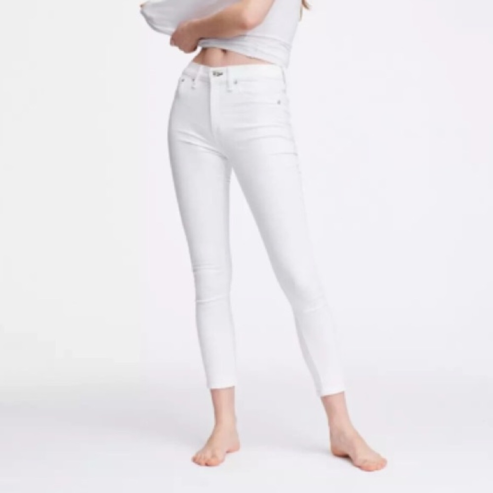 rag & bone Women's white high rise ankle skinny jeans